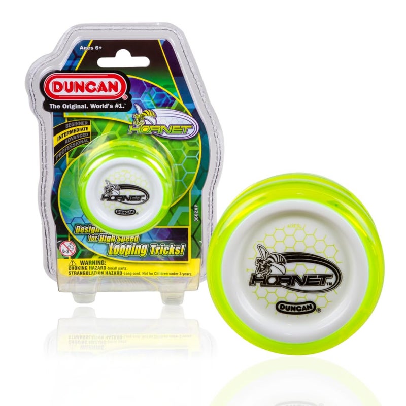 Duncan Toys Hornet Pro Looping Yo-Yo with String, Ball Bearing Axle and Plastic Body, Green with White Cap - Image 1
